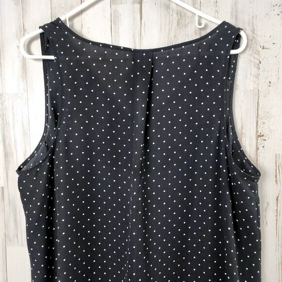 Talbots Georgette Tunic Tank Black Dots Size 1 - Picture 6 of 10